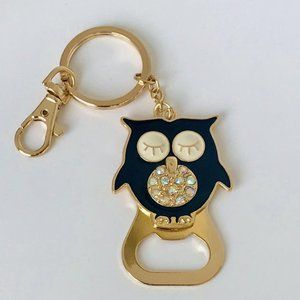 Jeweled Owl Key Chain Bottle Opener